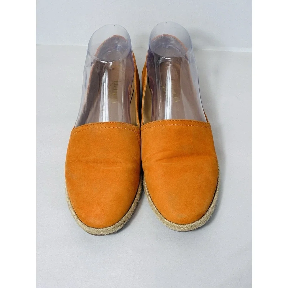 franco sarto leather espadrilles Orange Slip‎ On Sz 7.5 Retro Preppy